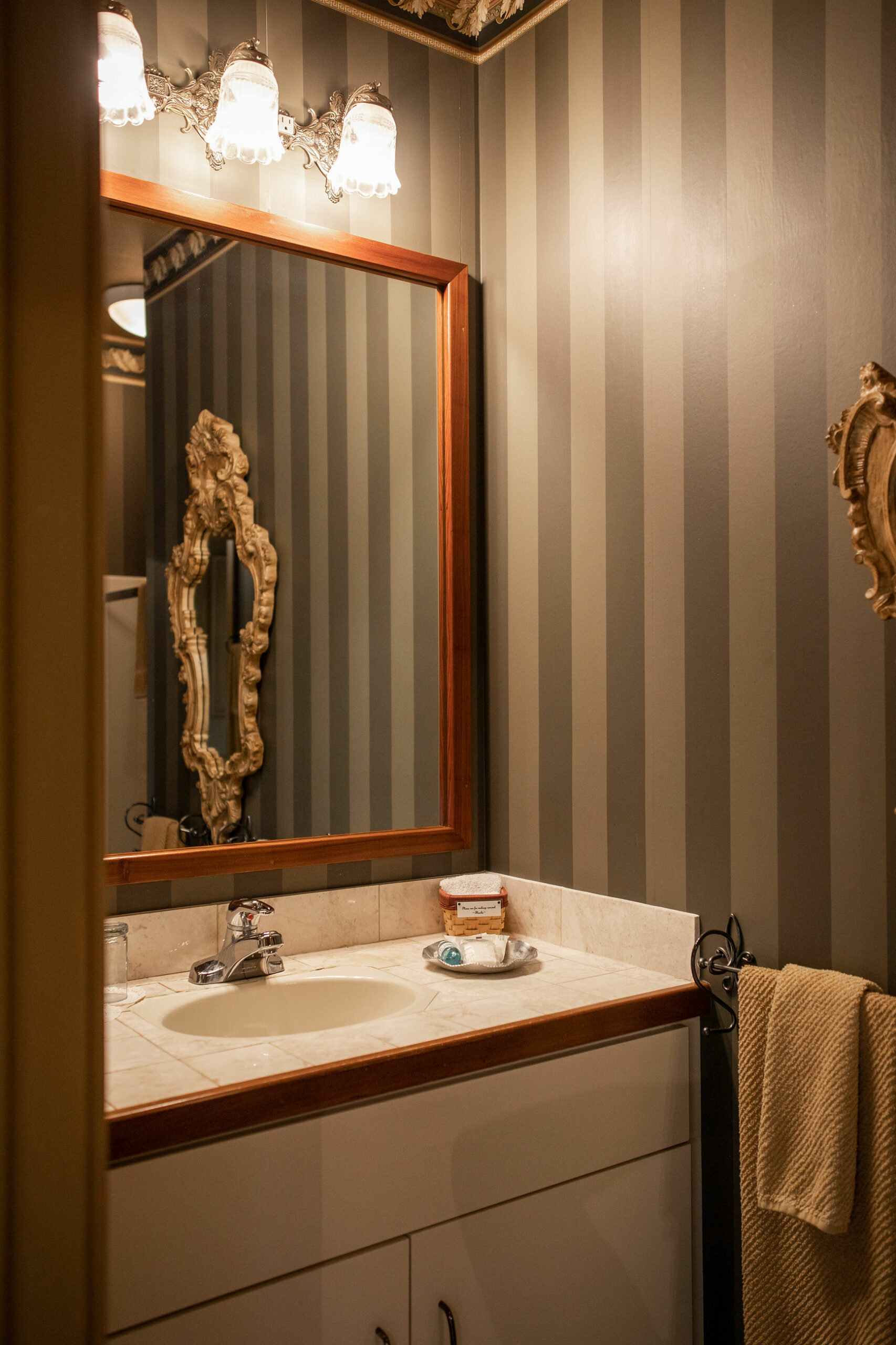 The bathroom in the Victorian Suite at Twin Pine Manor in Lancaster County, PA